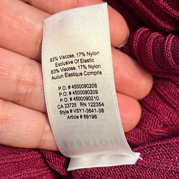 Babaton by Aritzia Compel Turtleneck Fuchsia Women’s Size Medium Ribbed Top - Picture 6 of 9